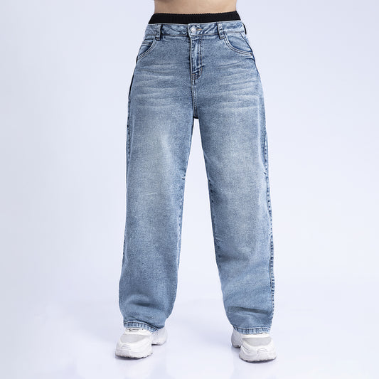 Jean Cintura Baggy Loose Cristal Focalizado