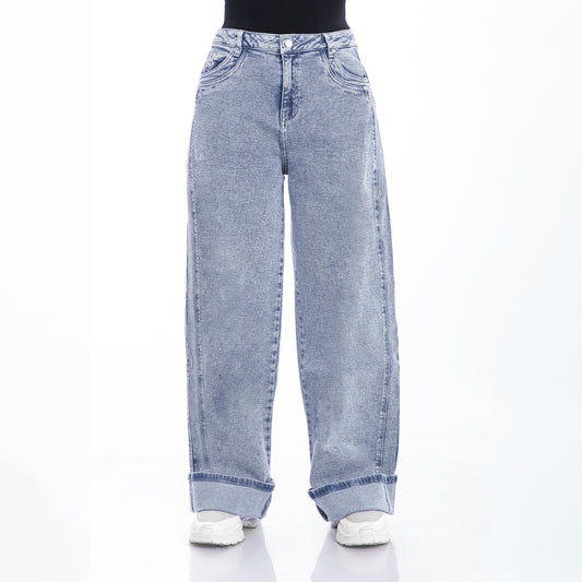 Jean Cintura Wide Leg Basta Rolap Cristal Frosteado