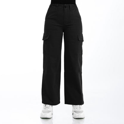 Pantalón Cintura Palazzo Cargo Negro