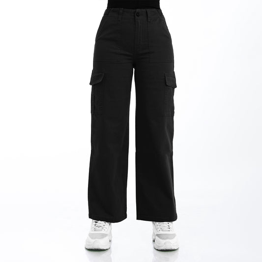 Pantalón Cintura Palazzo Cargo Negro
