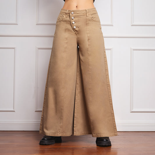 Jean Cintura Mega Wide Beige