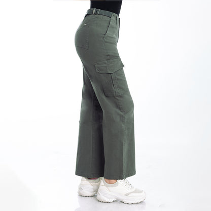 Pantalón Cintura Palazzo Cargo Plomo