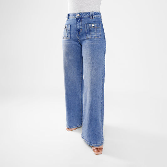 Pantalón Jean Adele Cintura Wide Leg