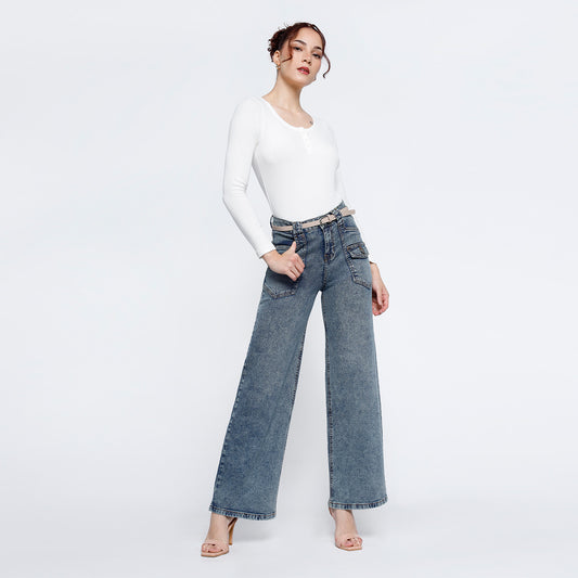 Pantalón Raquel Cintura Wide Leg C/correa Pepper Contaminado
