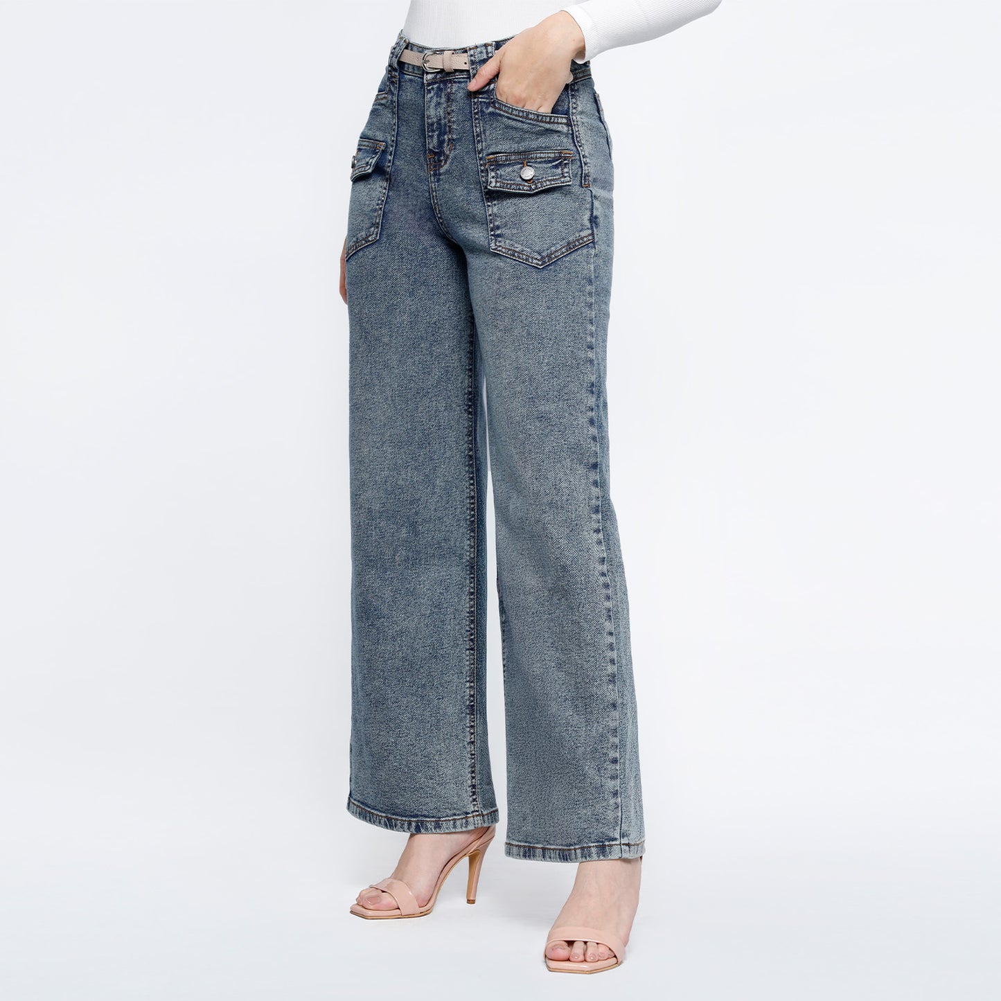 Pantalón Raquel Cintura Wide Leg C/correa Pepper Contaminado