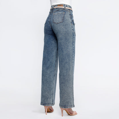 Pantalón Raquel Cintura Wide Leg C/correa Pepper Contaminado