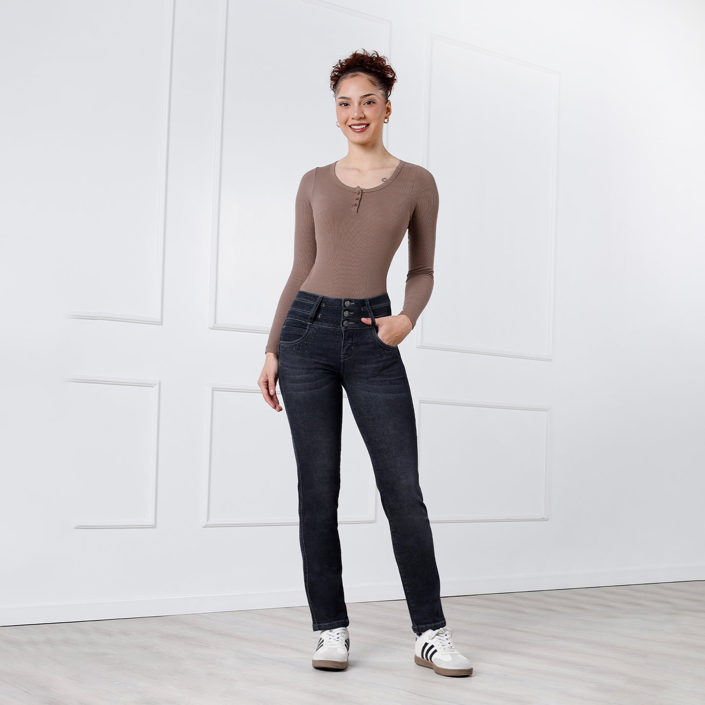 Jean Push Up de Tiro Alto para Mujer