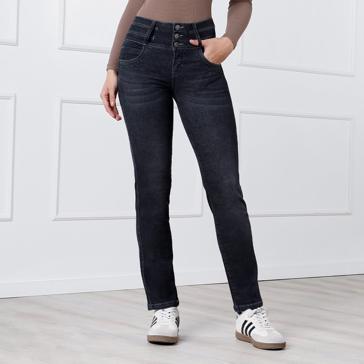 Jean Push Up de Tiro Alto para Mujer