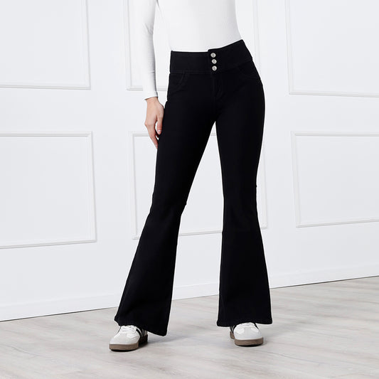 Pantalón French Terry Valeria Cintura Flare 3 Botones