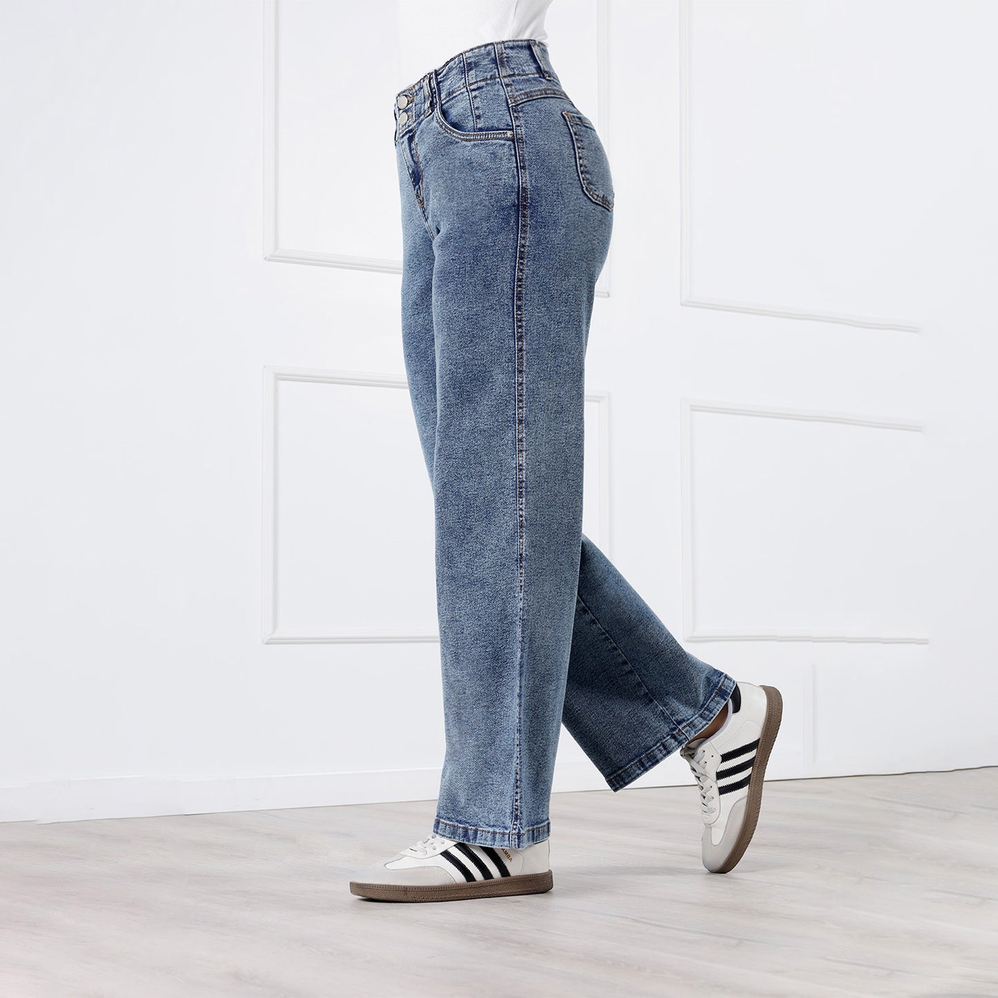 Pantalón Jean Gaela Cristal Wide Leg 2 botones