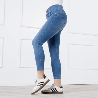 Pantalón Jean Safira Pitillo Push Up 3 Botones