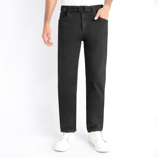 Pantalón de Caballero Regular Confort Premium con Correa - Negro