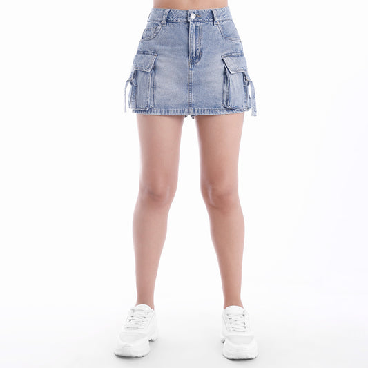 Falda Short Semicintura Cargo Cristal