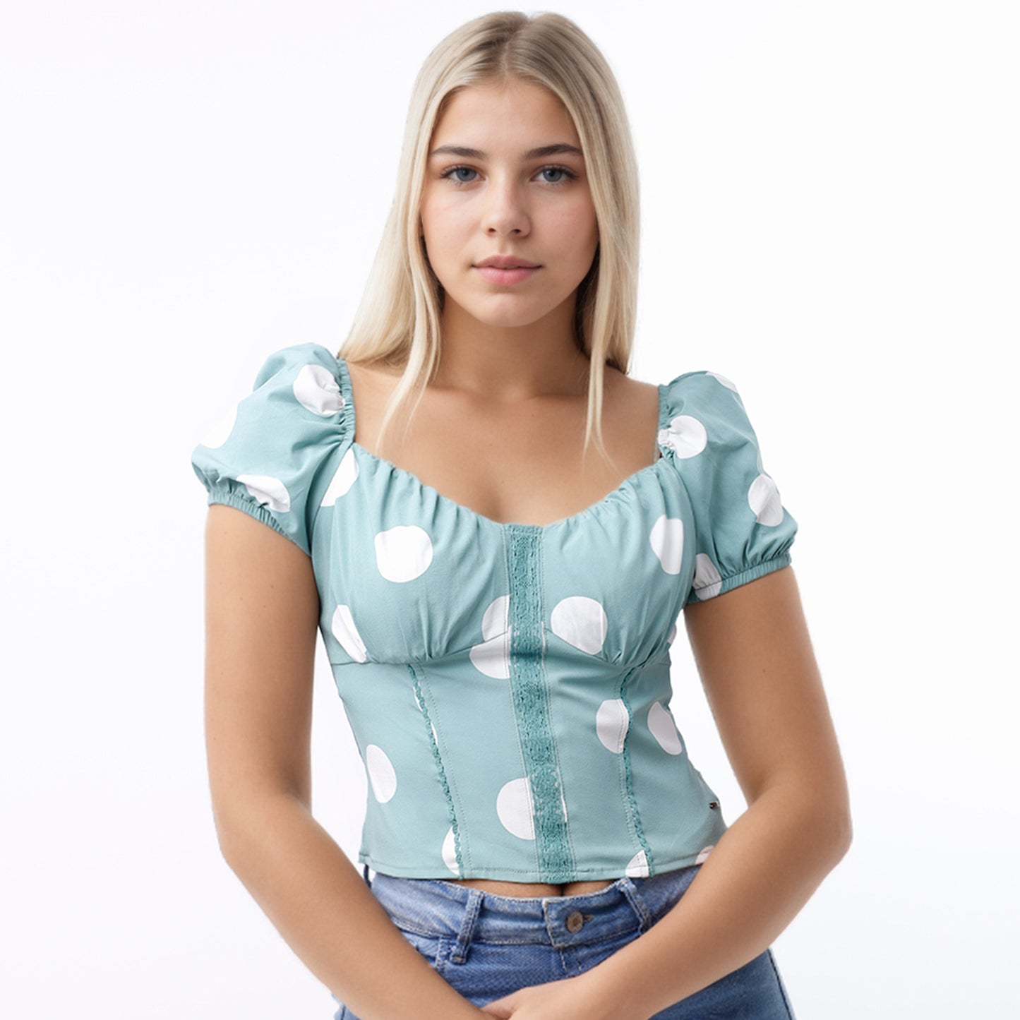 Blusa Dama Escote Trapezoidal Est. Verde