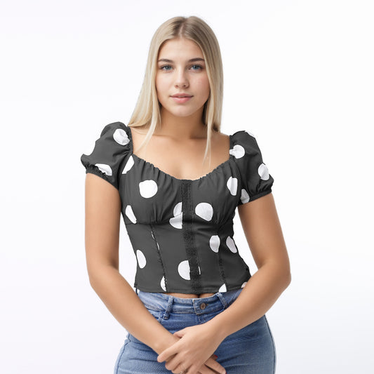 Blusa Dama Escote Trapezoidal Est. Negro