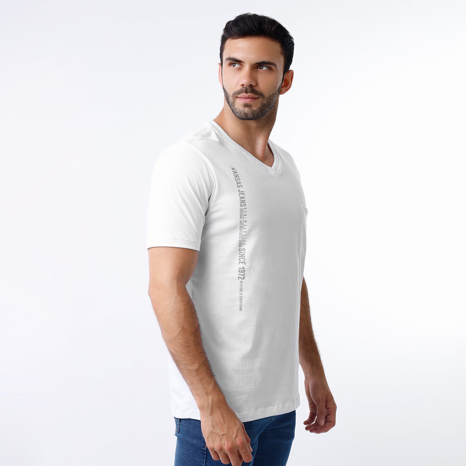 Polo Hombre Cuello V Blanco 230919