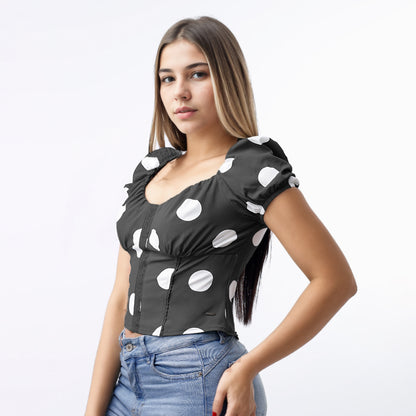 Blusa Dama Escote Trapezoidal Est. Negro