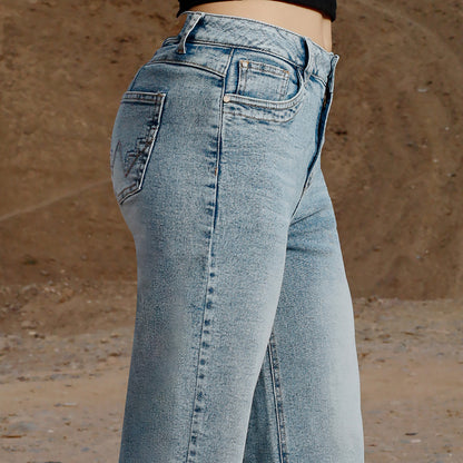 Jean Cintura Wide Leg Cristal Moteado