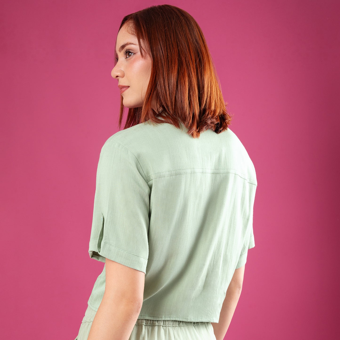 Blusa Dama Camisera M/c Col Verde Olivo