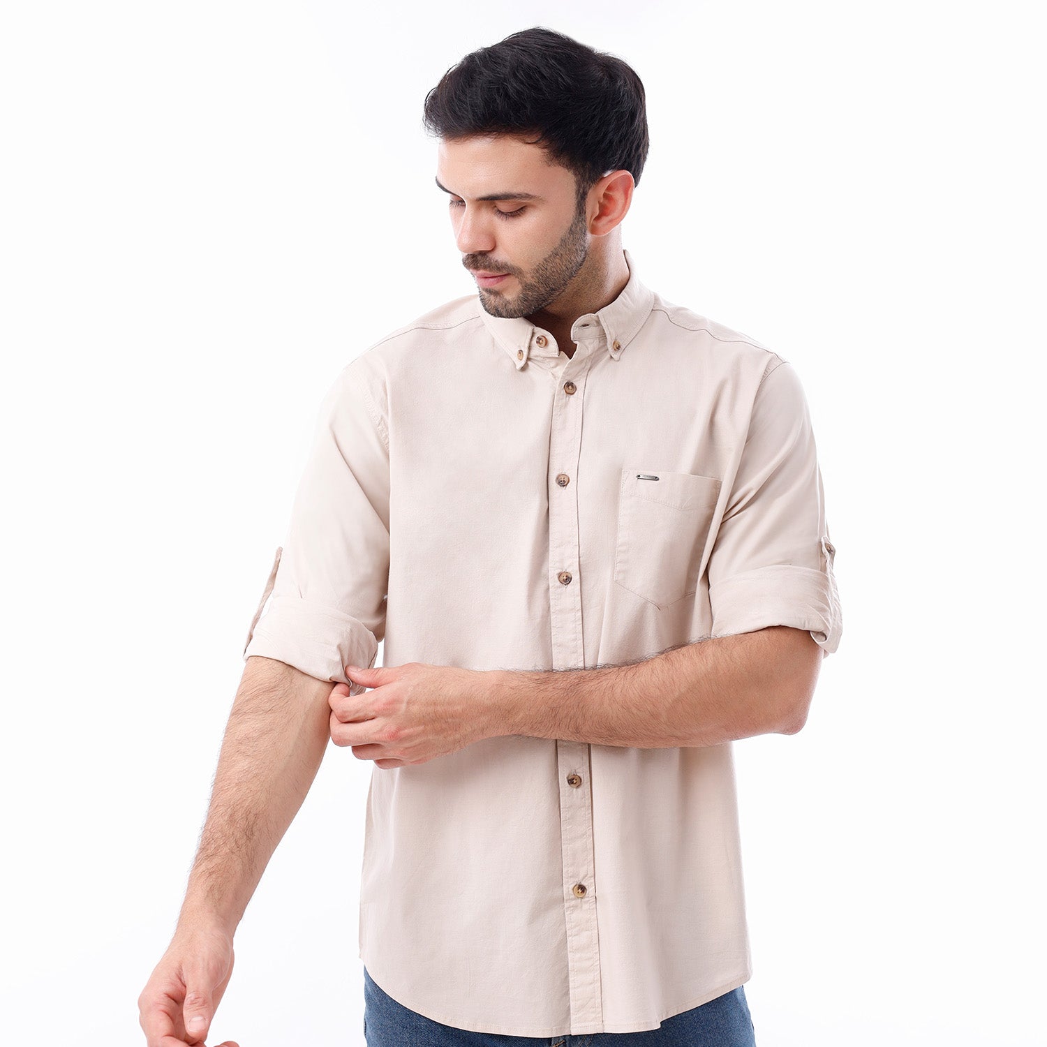 Camisa Hombre Slim Fit Beige 230465