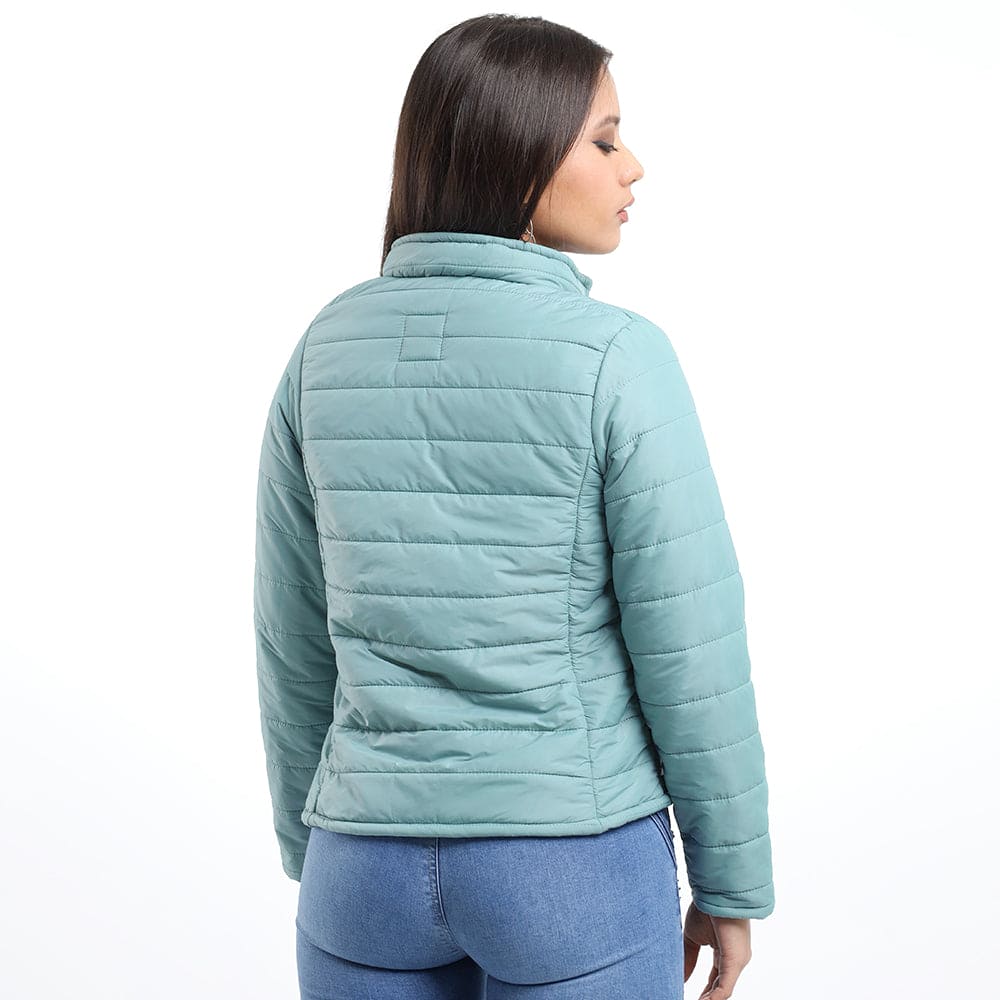 Casaca Impermeable/Peluche Mujer Verde Cemento - 611139