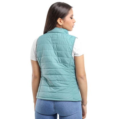 Chaleco Impermeable/Peluche Mujer Verde Cemento - 611144