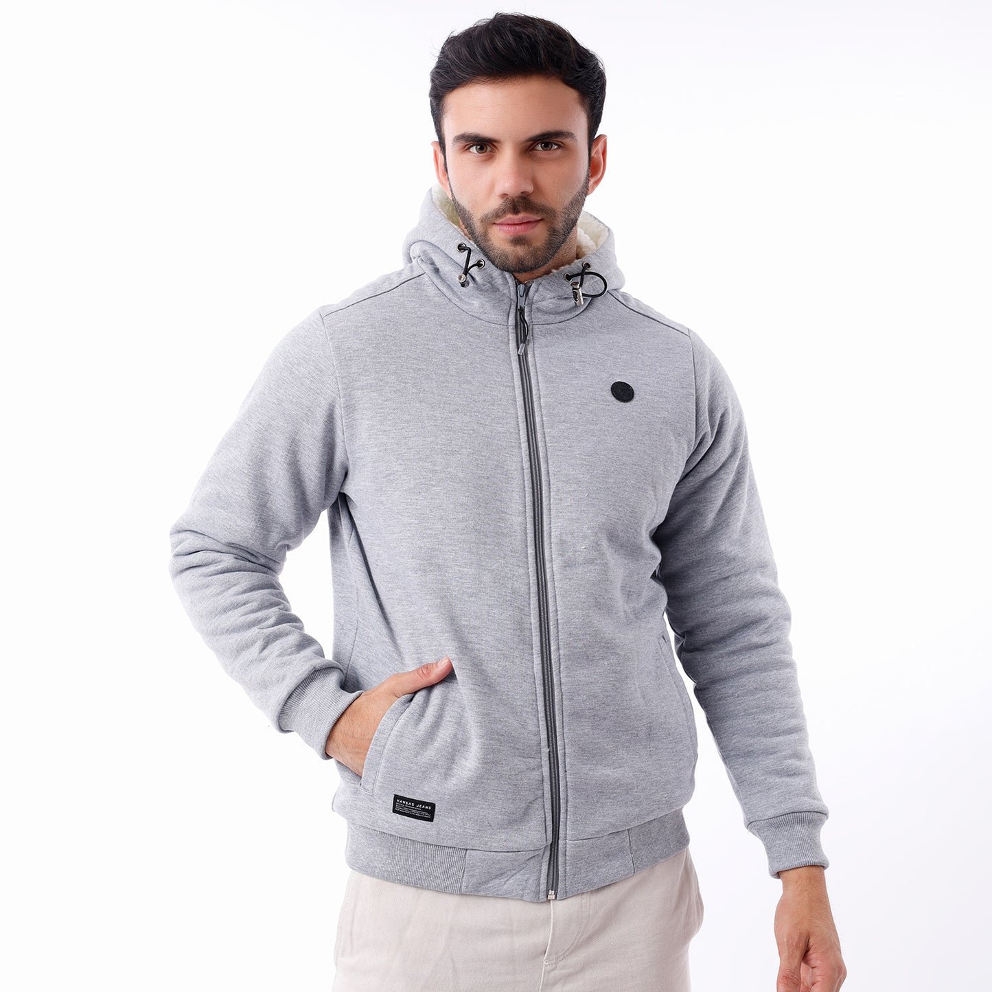 Polera Hombre Regular Fit Cierre Rib Melange