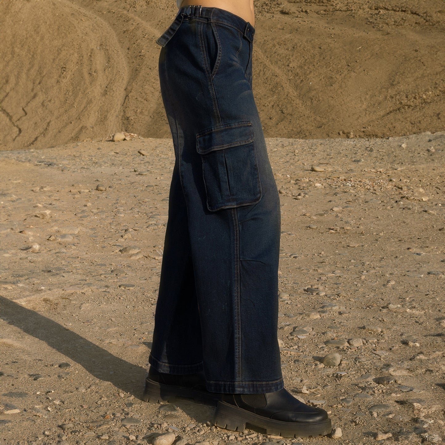 Jean Palazzo Cargo Cadera Pepper Frosteado
