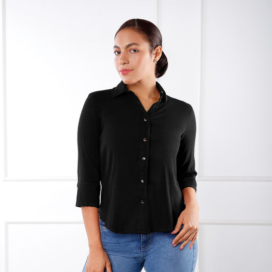 Blusa Dama Rose Manga 3/4 – Color Negro