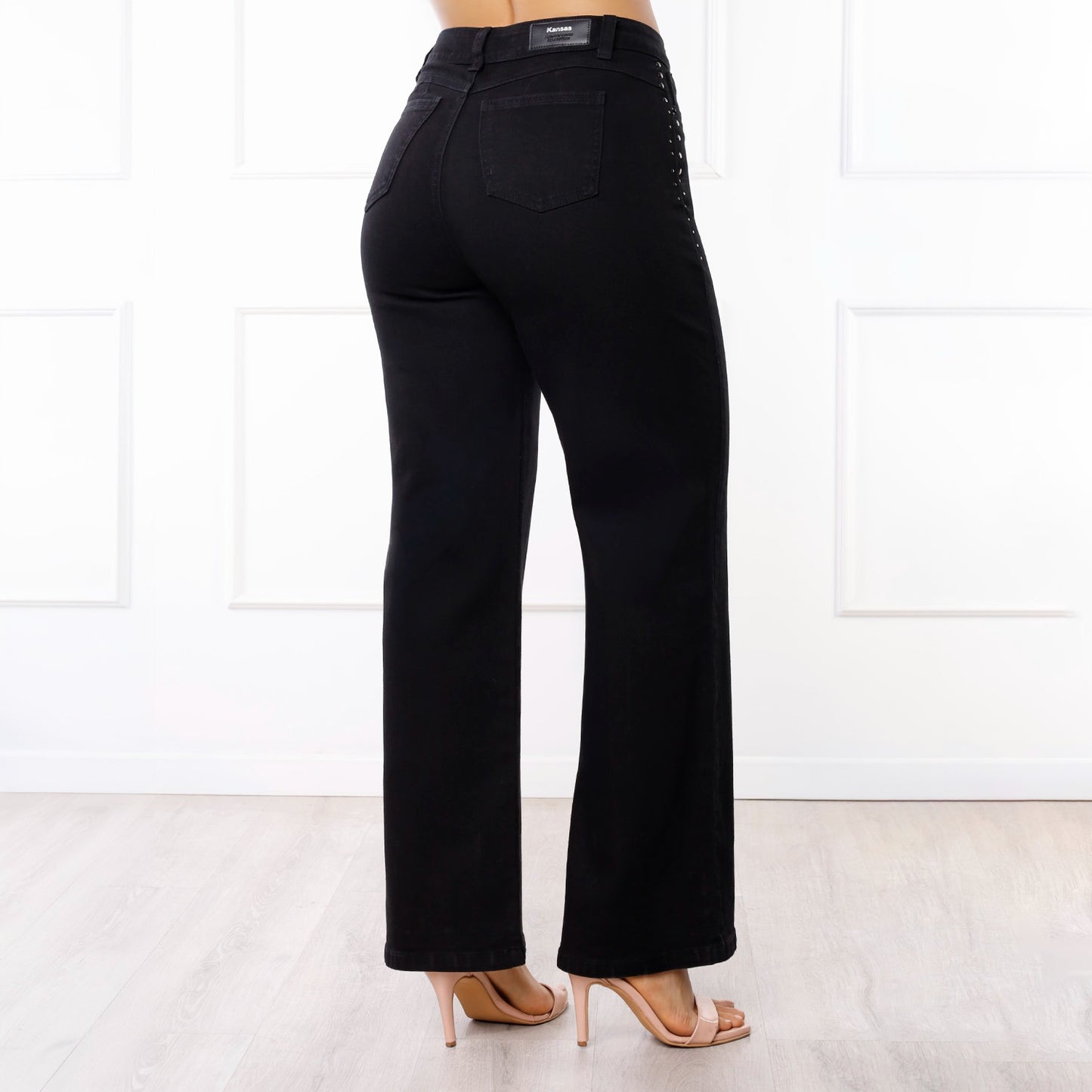 Pantalón Dama Drithi Cintura Wide Leg 1 Botón – Color Negro