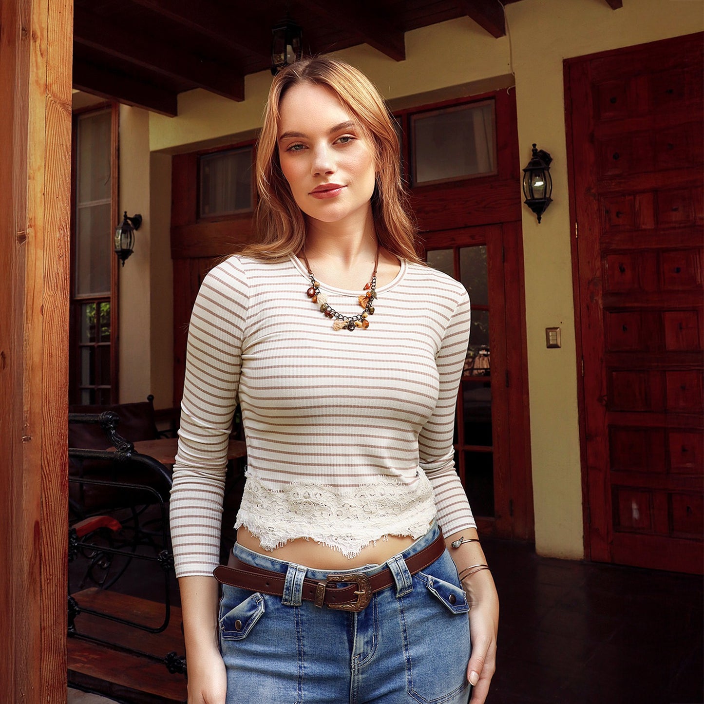 Polo Dama Bonnie Manga Larga con Rayas