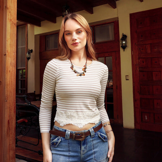 Polo Dama Bonnie Manga Larga con Rayas