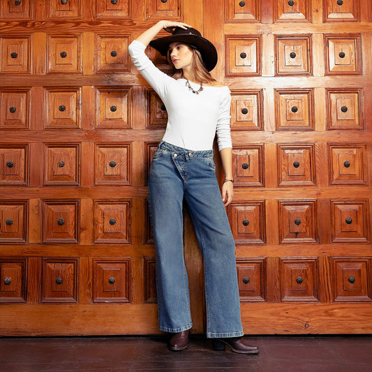 Pantalón Dama Gail Cintura Wide Leg 2 Botones