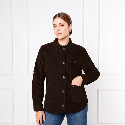 Camisaco Dama Lucy Corduroy Manga Larga – Color Marrón