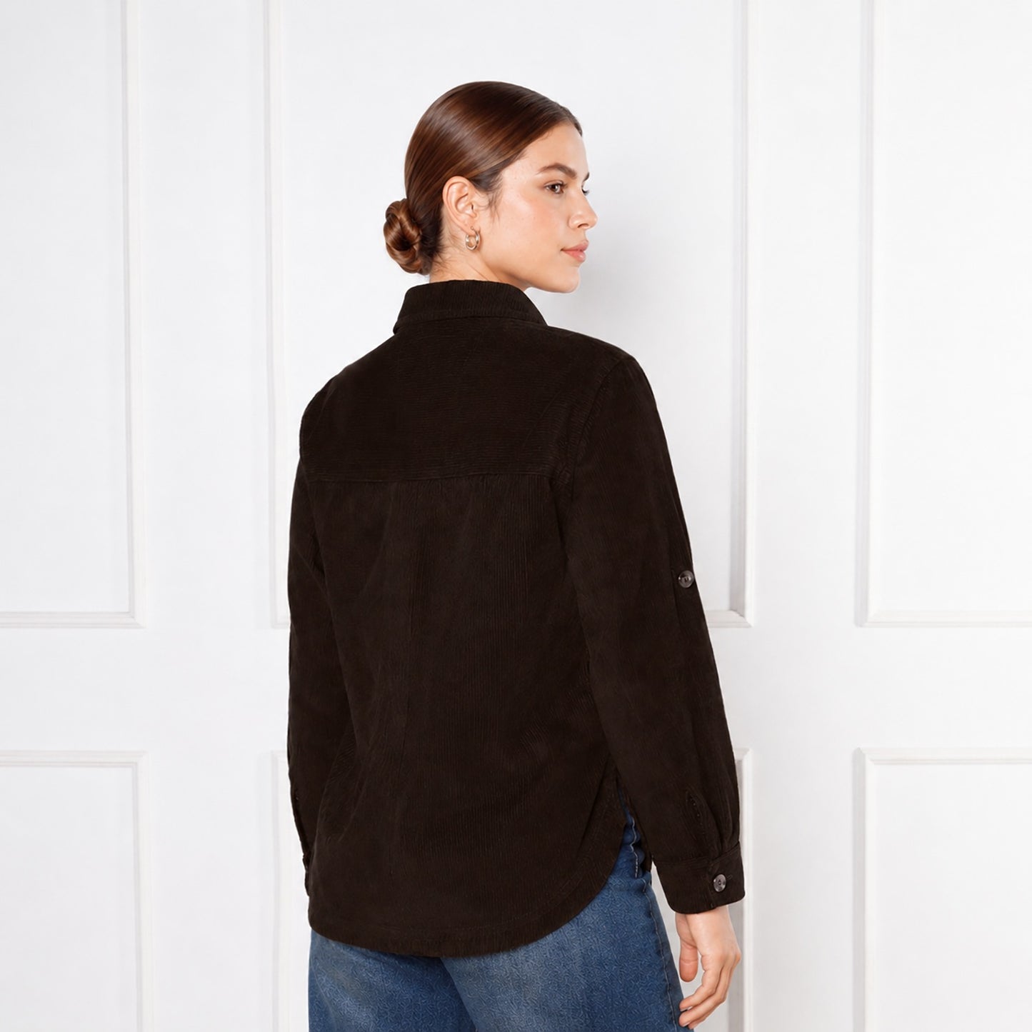 Camisaco Dama Lucy Corduroy Manga Larga – Color Marrón