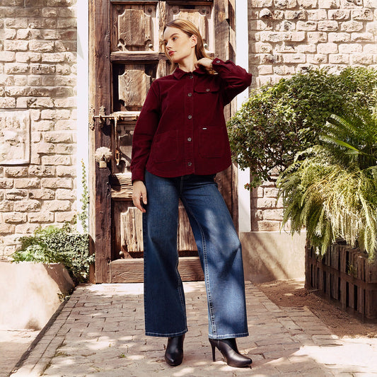 Camisaco Dama Lucy Corduroy Manga Larga – Color Guinda