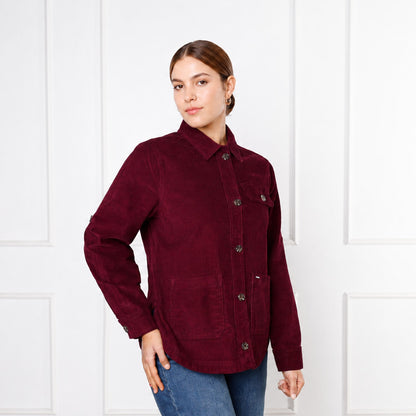 Camisaco Dama Lucy Corduroy Manga Larga – Color Guinda