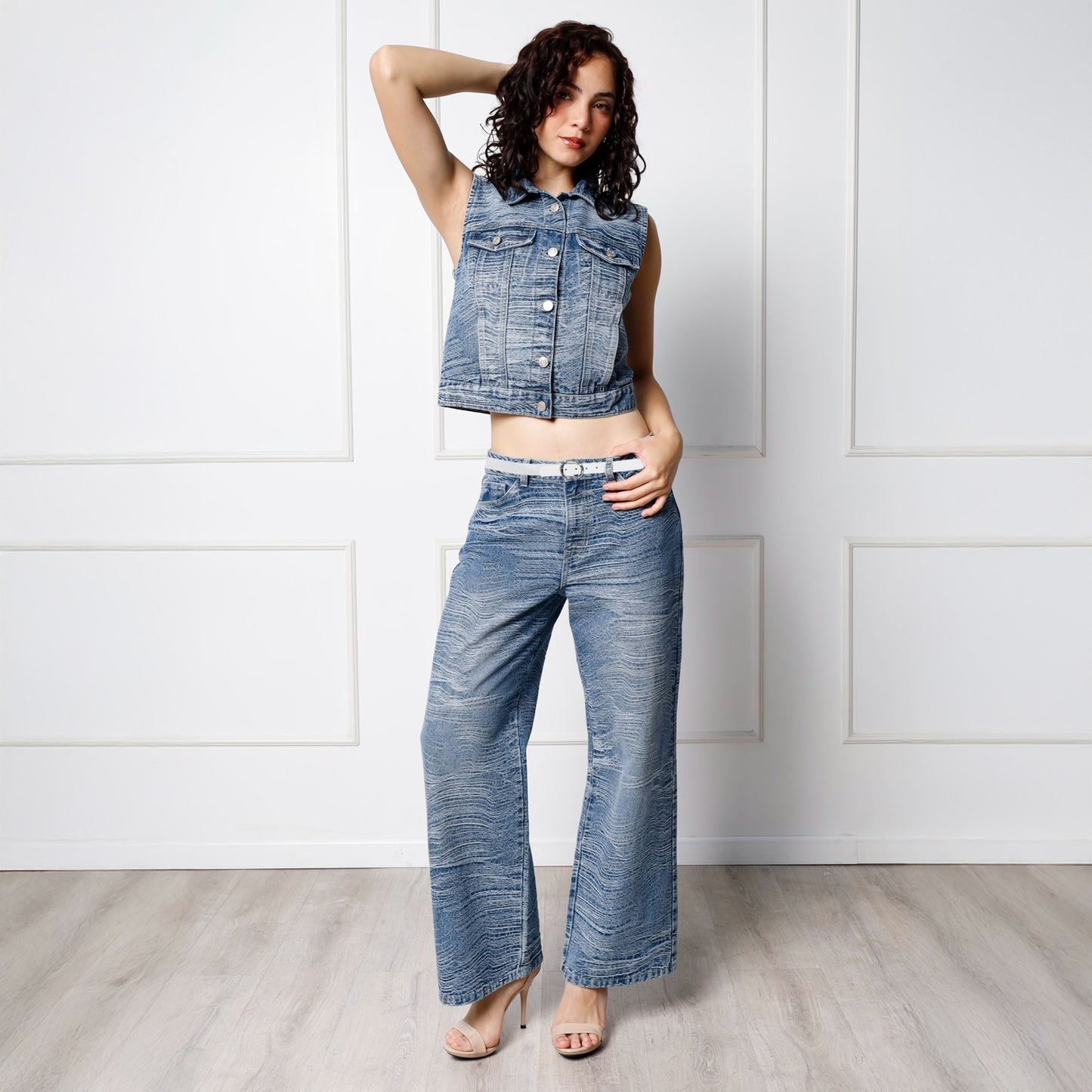 Pantalón Dama Alba Cintura Wide Leg con Correa