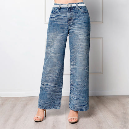 Pantalón Dama Alba Cintura Wide Leg con Correa