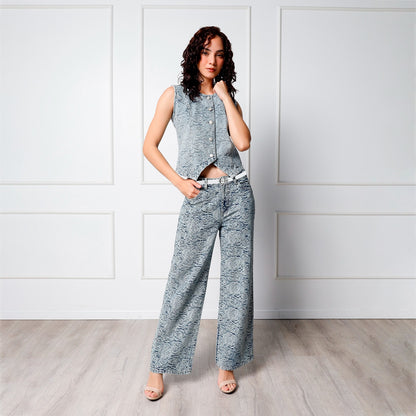 Pant. Dama Alba Cintura Wide Leg C/Correa