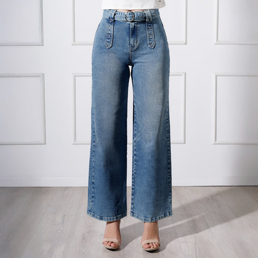 Pantalón Dama Kylie Cintura Wide Leg C/correa